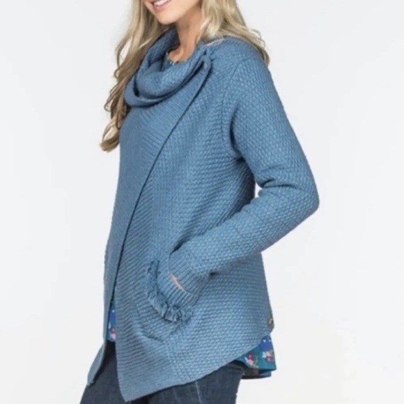 Matilda Jane Asymmetric Hem Convertible Cowl Neck Waterfall Cardigan Size Medium - Picture 2 of 11